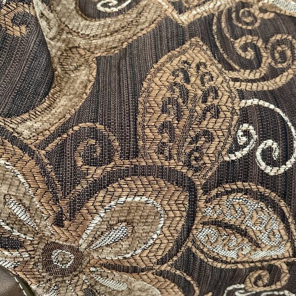 Caribbean Joe Shoulder Handbag Tote Brown Floral Tapestry Faux Leather Trim Boho - Picture 6 of 14